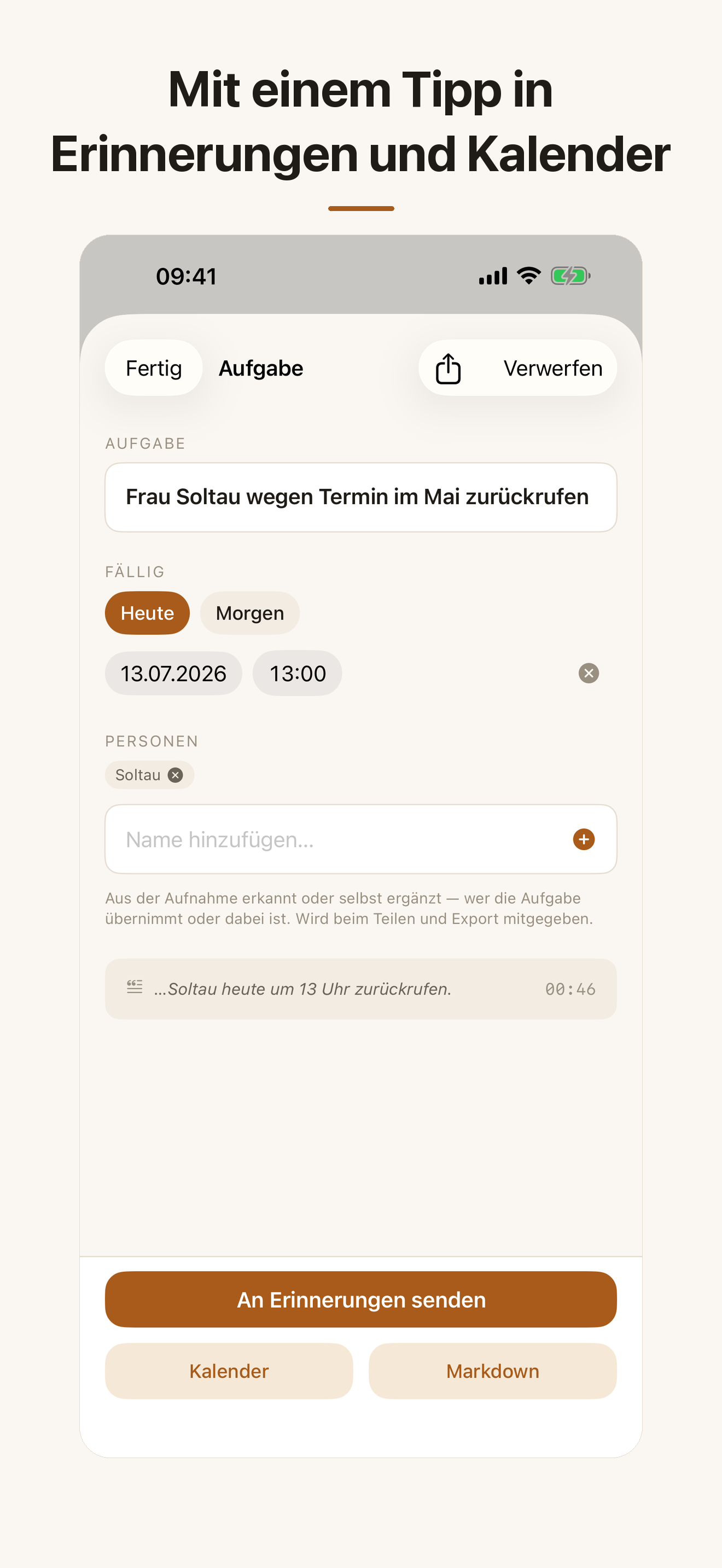 Screenshot: Aufgabe prüfen und bearbeiten